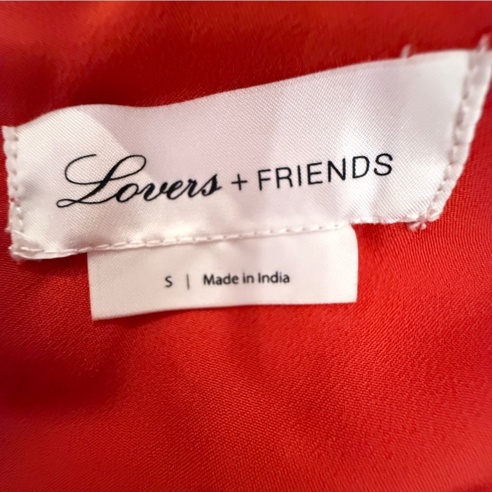 Lovers + Friends Dean Mini Dress Tomato Red Eyelet Tiered Ruffle Small - Picture 7 of 14